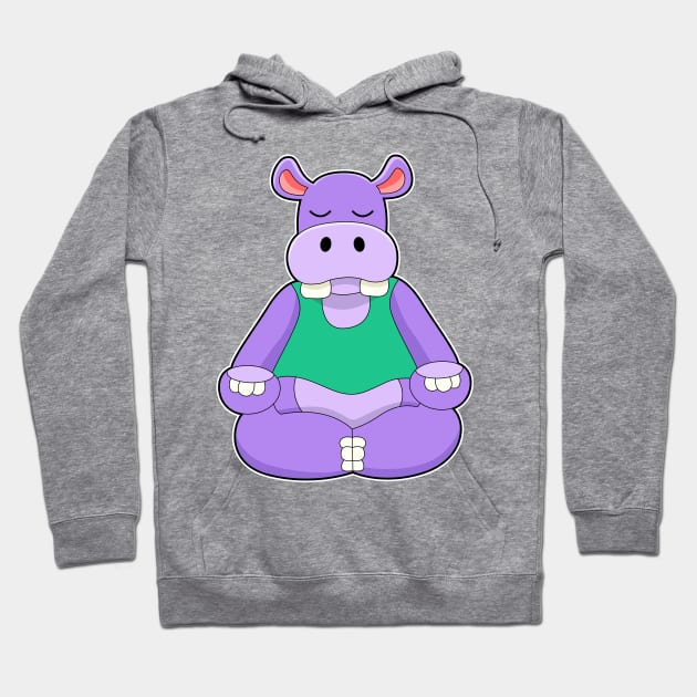 Hippo at Yoga in Sitting Hoodie by Markus Schnabel